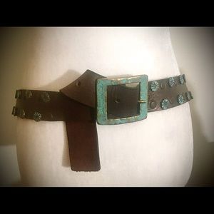 3/$24 Vintage leather/metal belt-Large